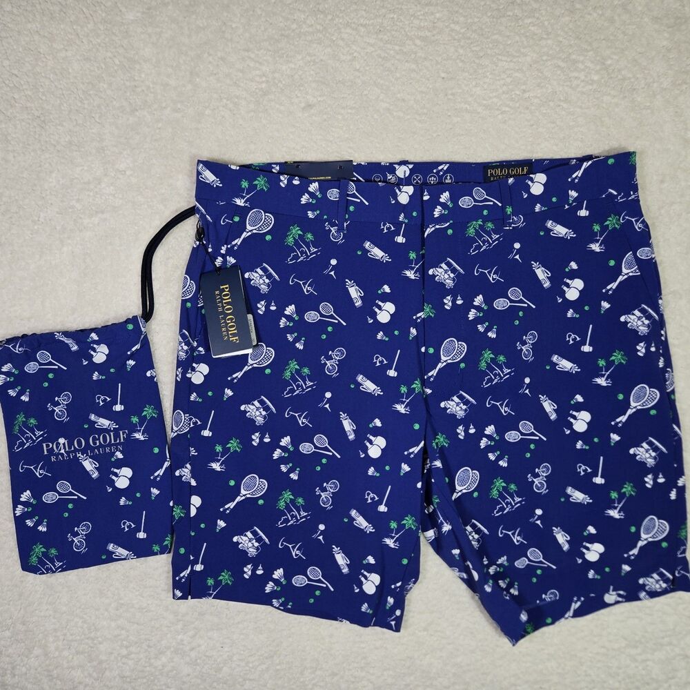 $125 Polo Golf Ralph Lauren Kailua Printed Swim Shorts Blue Mens 36 Tailored Fit
